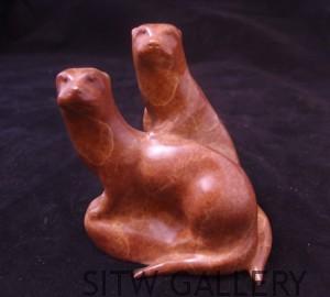 Little Rascals bronze otter sculpture robert deurloo