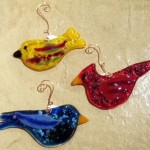 Fused Glass Art Bird Ornaments