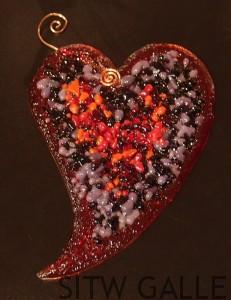 Fused Art Glass Large Heart Ornament Heidi Riha