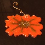 Fused Art Glass Poppy ornament