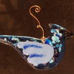 Blue Jay Fused Glass Art Ornament Heidi Riha