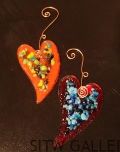 Fused Glass Art Small Heart Ornaments Heidi Riha