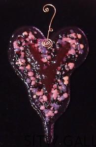 Small Wavy Heart Fused Glass Art Heidi Riha