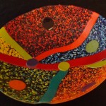 large colorblock bowl fused art glass heidi riha