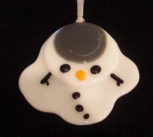 melted snowman fused art glass heidi riha