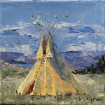 yellow feather tipi oil painting jim hagstrom