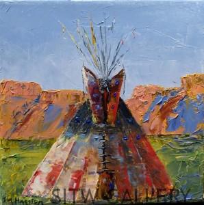 ma'eone red tipi oil painting jim hagstrom