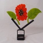 Poppies Fused Art Glass Sculpture