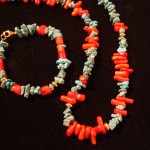 Villa Grove Turquoise and Coral Necklace and Bracelet Set, turquoise and coral, Randy Christensen