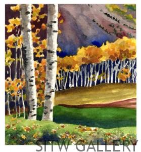 Autumn Aspens, watercolor print, by Anne Gifford