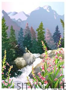 Mountain Streams, watercolor print, by Anne Gifford