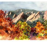 Fall Flatirons, watercolor print, by Anne Gifford