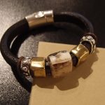 Buffalo Spirit, beaded leather bracelet, by Olive Parker