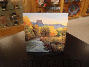 Golden Clear Creek, ceramic gift tile, by Gayle Crites