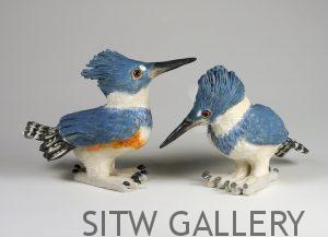 SOLD Kingfishers, ceramic, Paula  Bellacera
