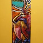 Leland Holiday, acrylic on wood, elk, TG2-Leland210