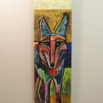 Leland Holiday, coyote, animal paintings on wood, tg2-leland225