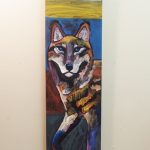 Leland Holiday, wolf, animal paintings on wood, tg2-leland226