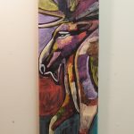 Leland Holiday, moose, animal paintings on wood, tg2-leland228