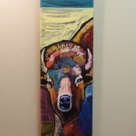 Leland Holiday, buffalo, bison, animal paintings on wood, tg2-leland230
