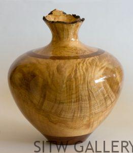 Natural Top Maple Burl with Walnut and Sleeping Beauty Turquoise Inlay, Richard Fitzgerald, RF1-1066