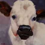 Dreamer, by Linda St. Clair, oil painting of a cow