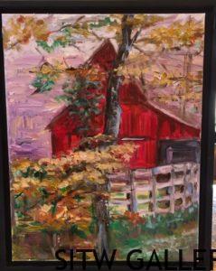 #1205 Touch of Autumn Oil 10" x 14" Image, 12.5" x 15.5" Framed $225.00