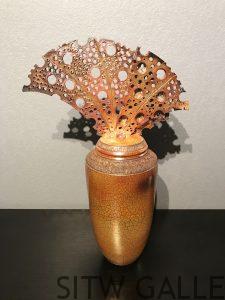 Gold Crackle Pot with Sea Fan Lid, by Jerry Rhodes, JR2-12001