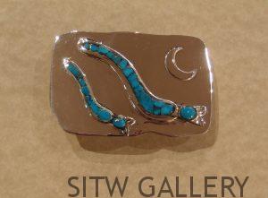 Belt Buckle with Villa Grove Turquoise, by Randy Christensen, RC1-258
