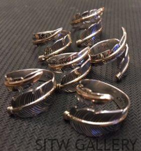 Harvey Mace silver feather ring with 14k gold accent #056-349 $66.00