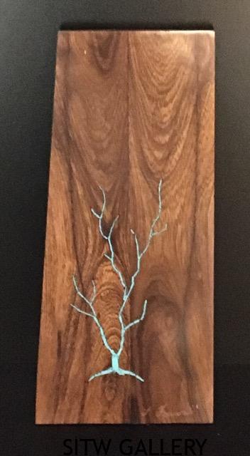 #253 turquoise tree wall Plaque 9.5" x 4" $150.00