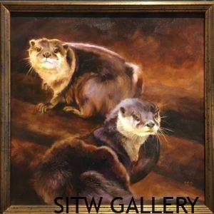 #93 Playful Pair -Oil 16" x 16" I $2600.00 framed