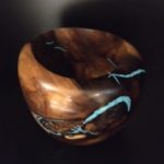 #LF1-292 Turq Inlay Ironwood Bowl 6" x 4" $275.00