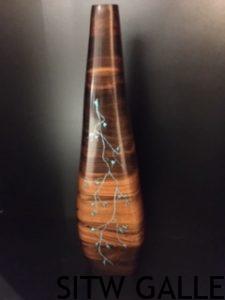 #LF1-289 Turq Inlay Ironwood Vase 15" x 4" $350.00